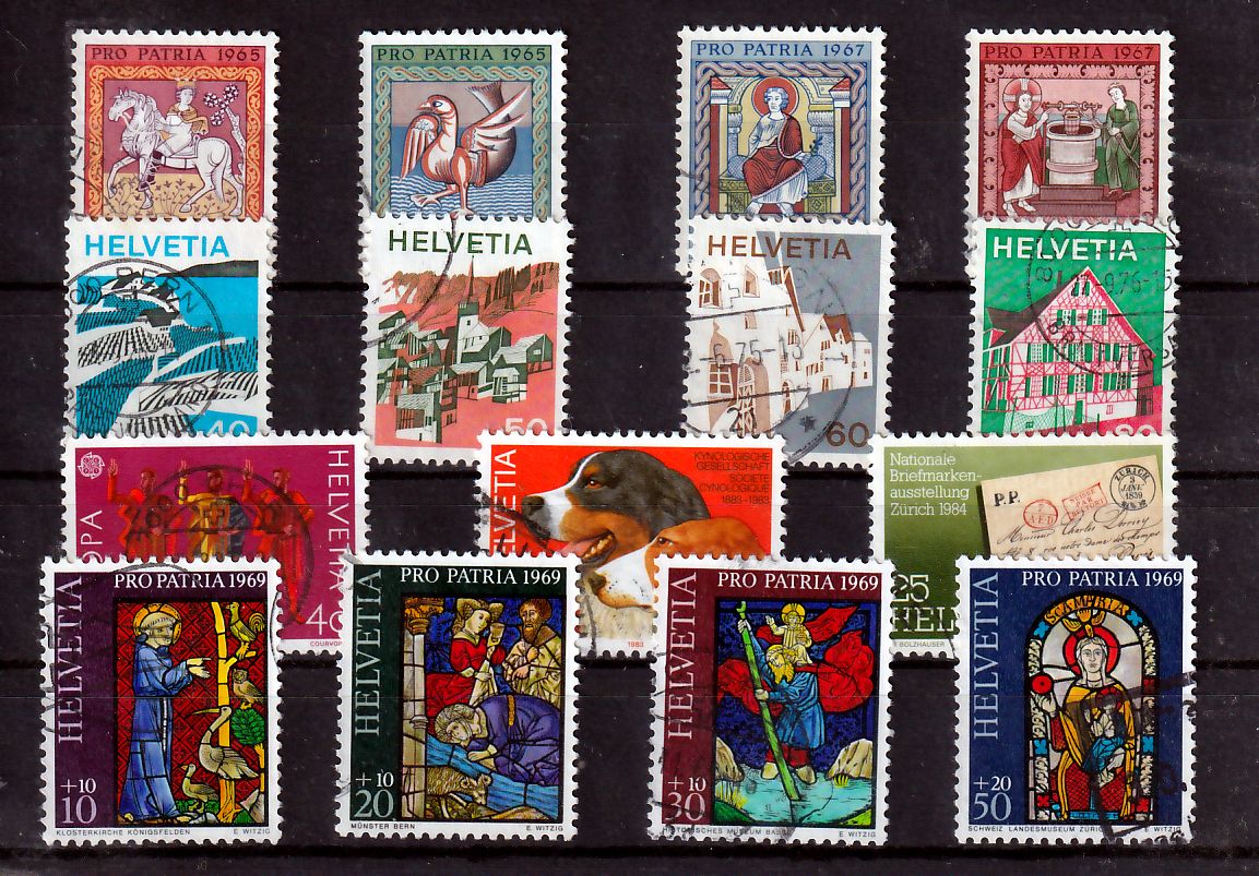 Lot de timbres Suisse Helvetia divers sujets