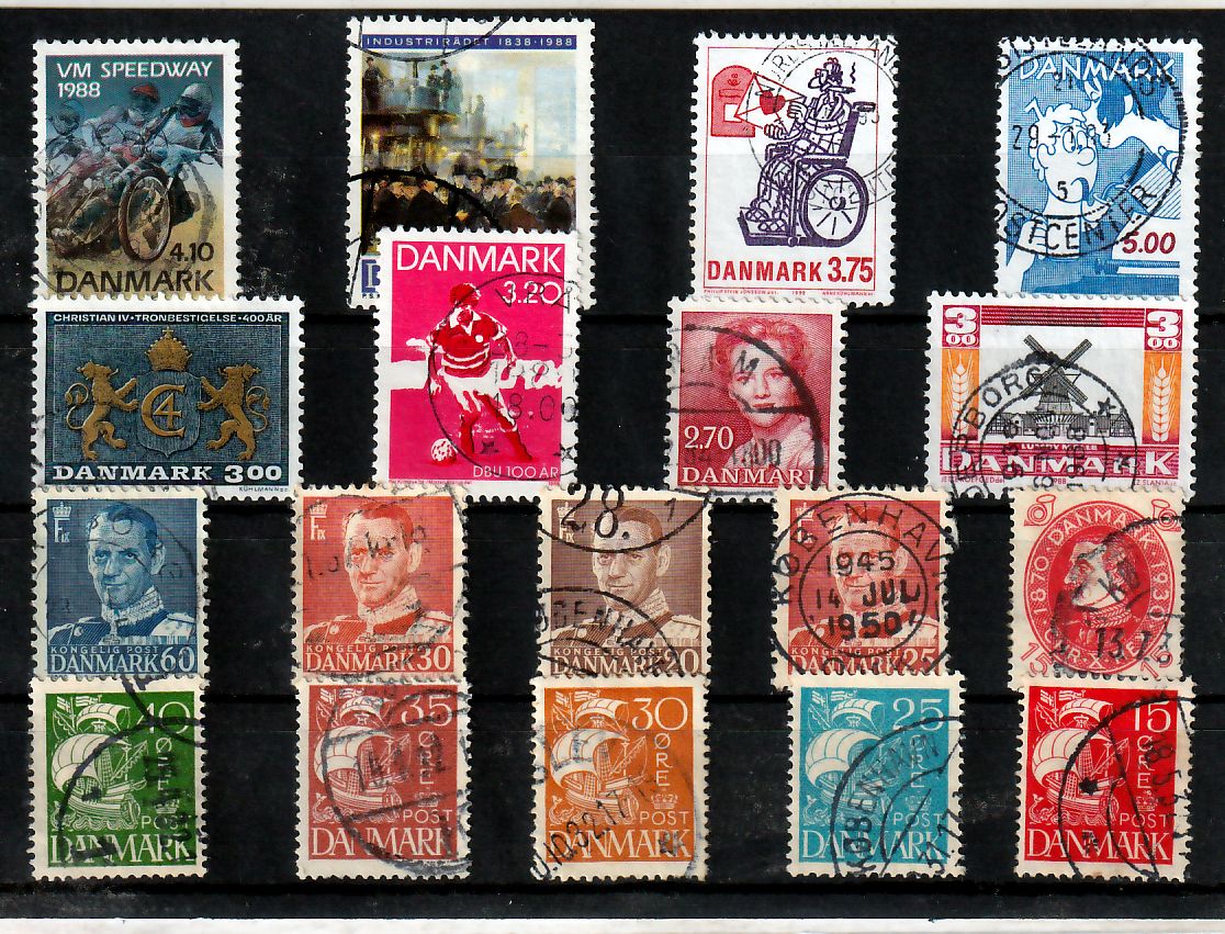 Lot de timbres Danmark Danemark divers sujets