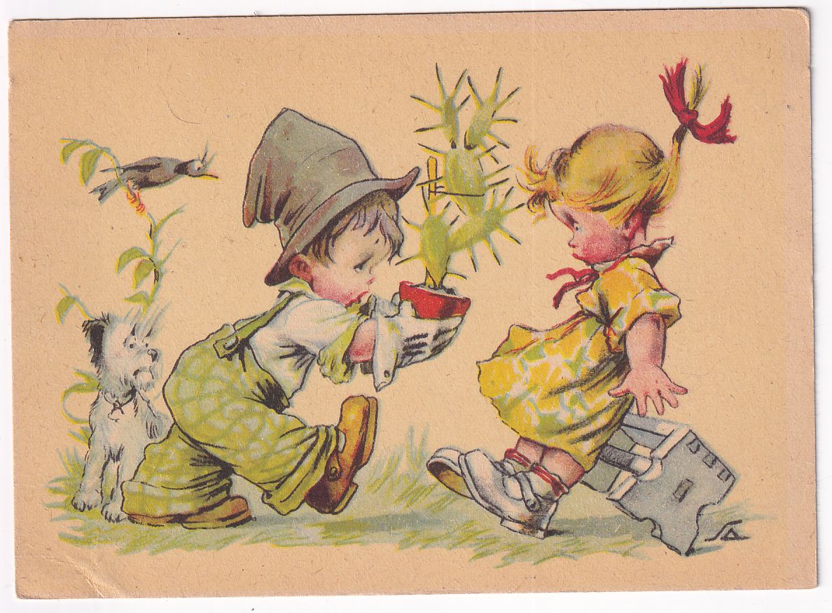 Carte Postale illustrateur Salac a amourette d'enfants