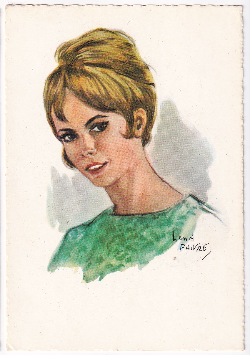 Carte Postale illustrateur henri faivre femme année 60