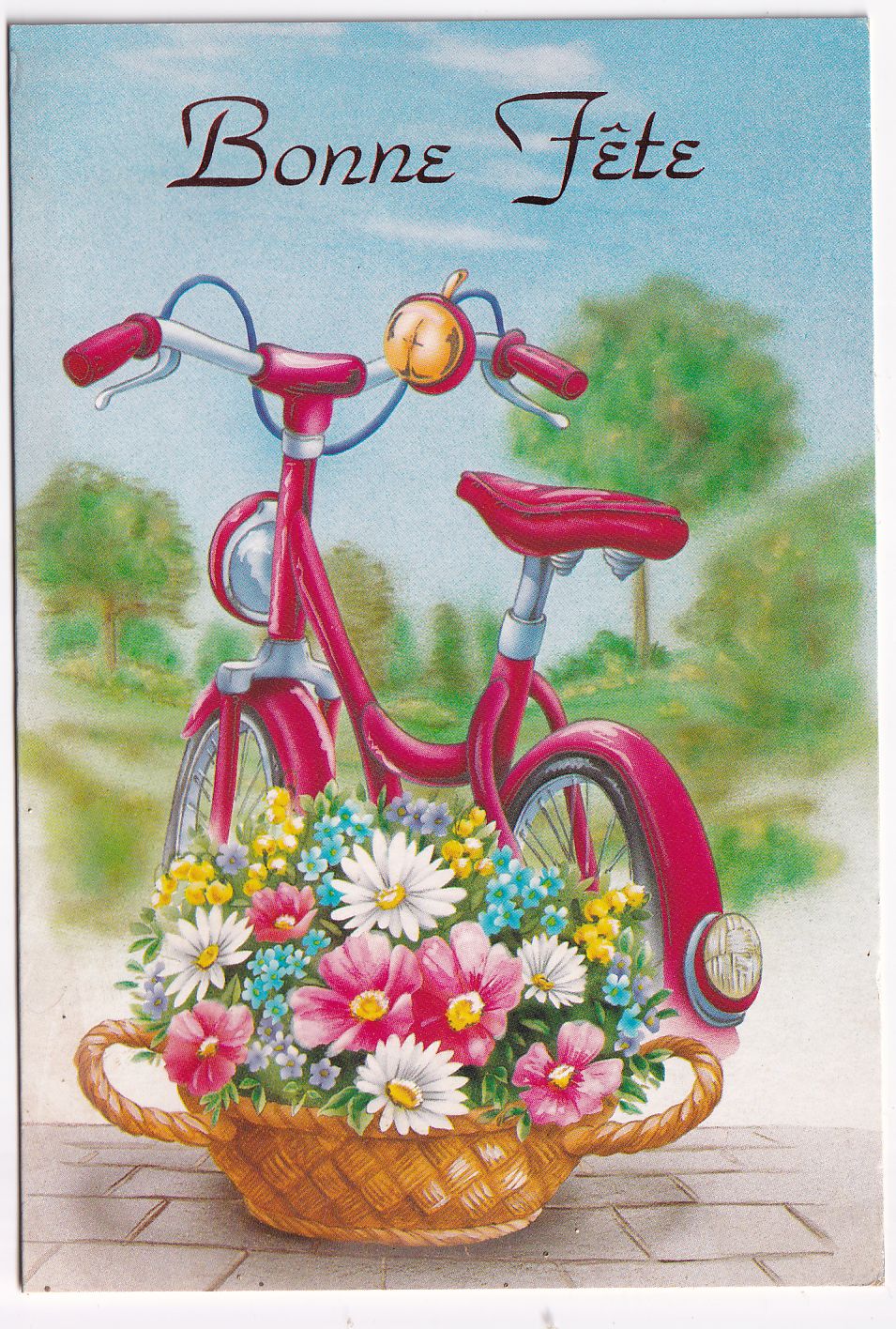Carte Postale fantaisie vélo bonne fête