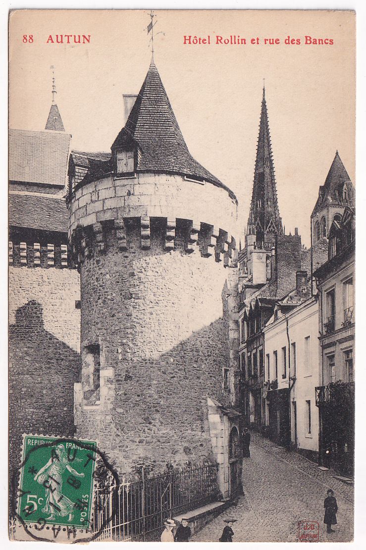 Carte postale Autun hôtel Rollin et rue des Bancs