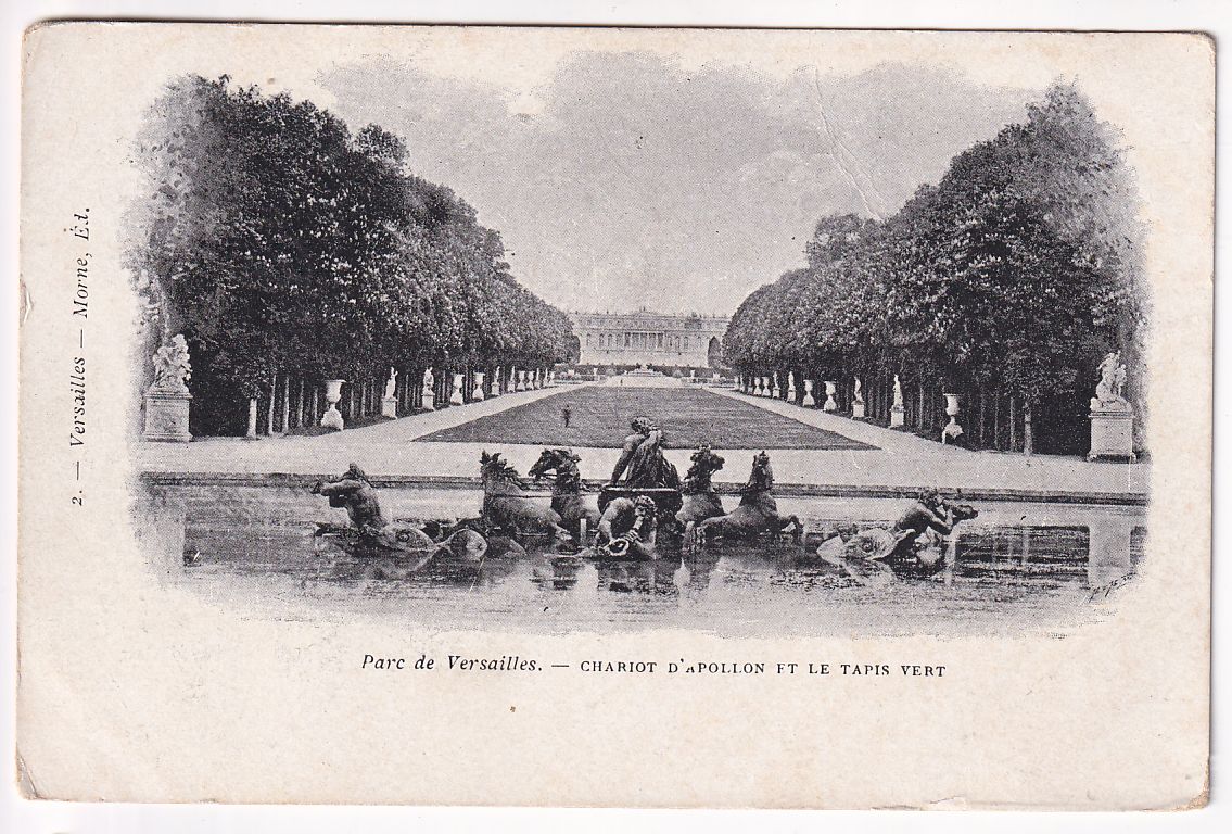 Carte postale parc de Versailles chariot d'Apollon et le tapis vert