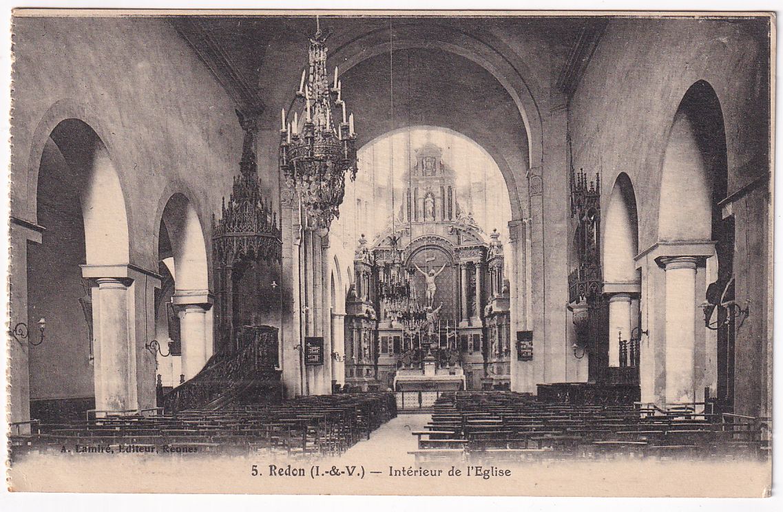 Carte postale Redon intérieur de l'église