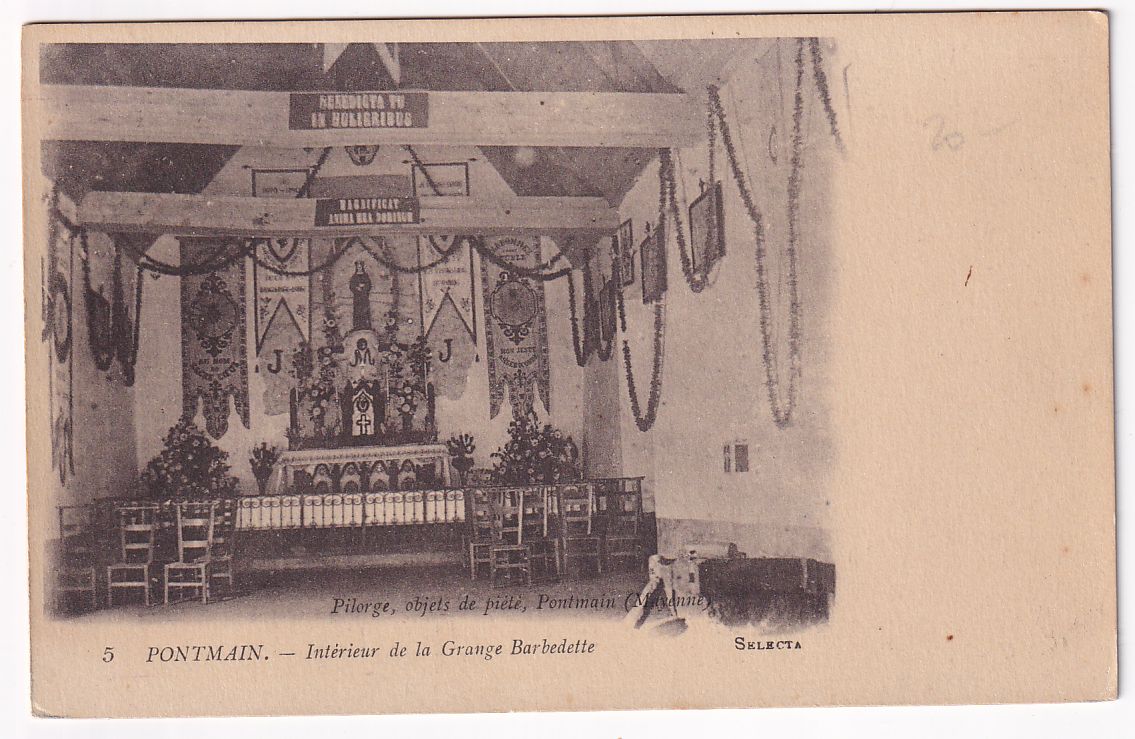 Carte postale Pontmain intérieur de la grande Barbedette