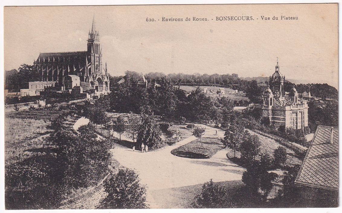 Carte postale environ de Rouen Bonsecours vue du plateau