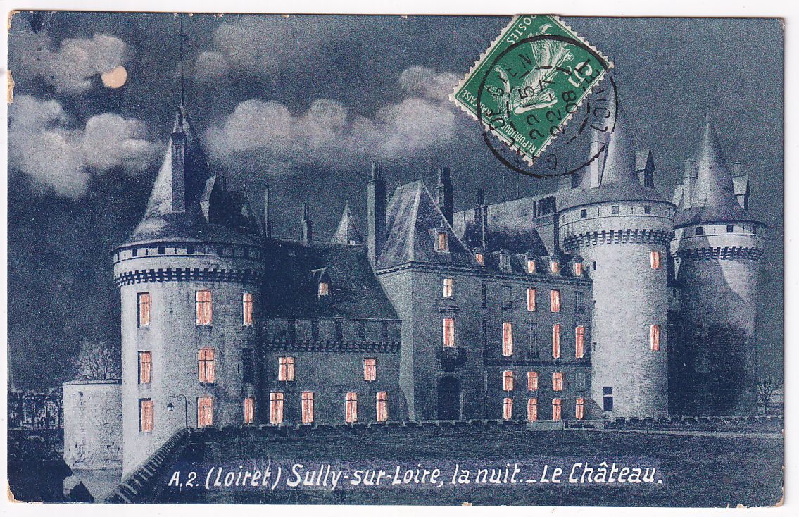 Carte postale Sully sur Loire la nuit le château