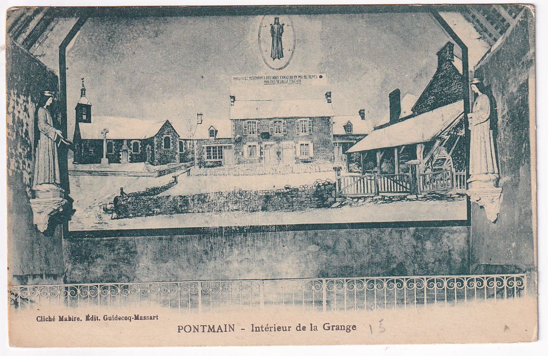 Carte postale Pontmain intérieur de la grange