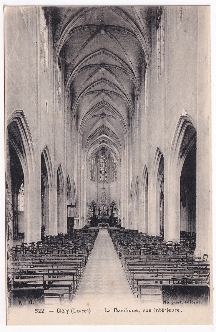 Carte postale Clery la basilique vue intérieure