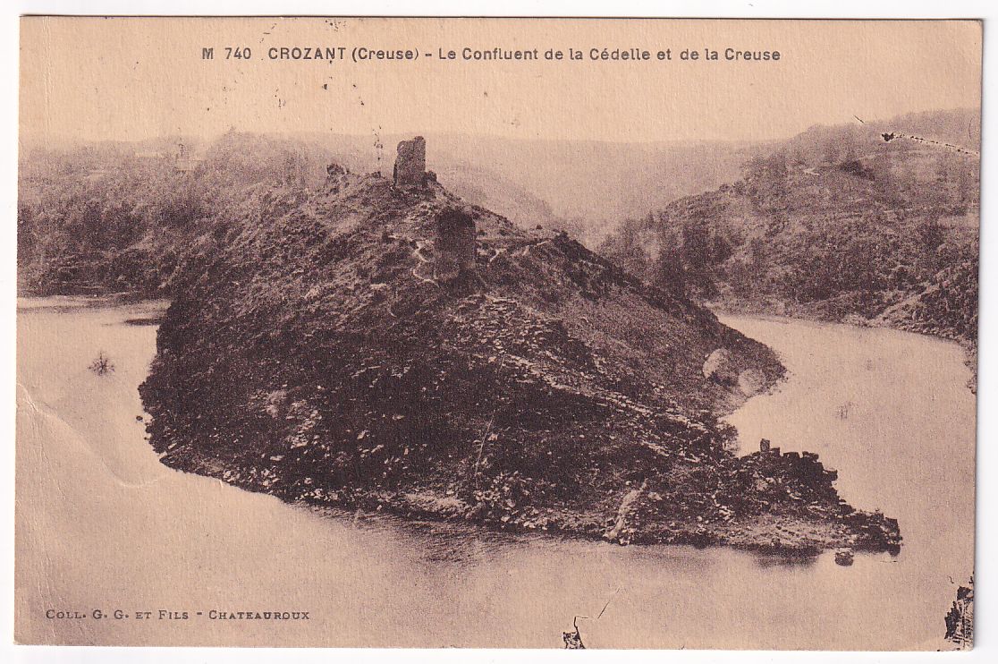 Carte postale Crozant le confluent de la Cédelle et de la Creuse