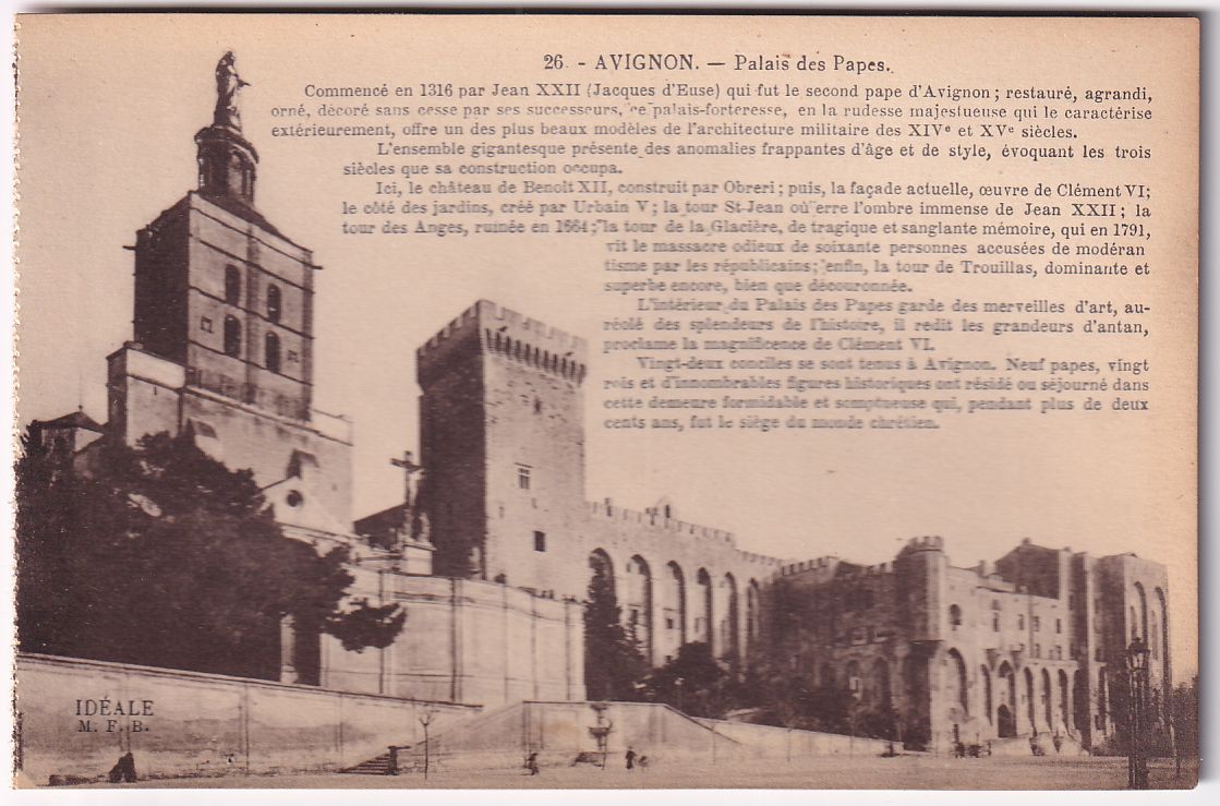 Carte postale Avignon description du palais des papes