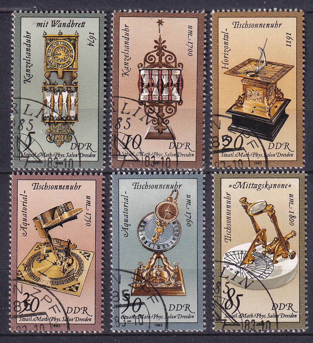 Timbre Allemagne Orientale n° 2439 au 2444 obl série sabliers et cadrans solaires précieux du salon de Dresde