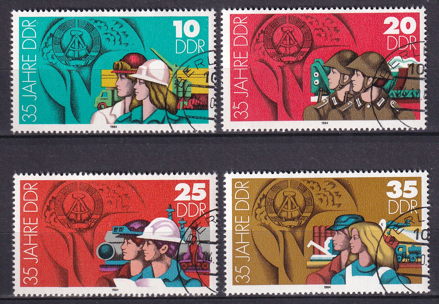 Timbre Allemagne Orientale n° 2530 au 2533 obl série Armées de la république démocratique allemande