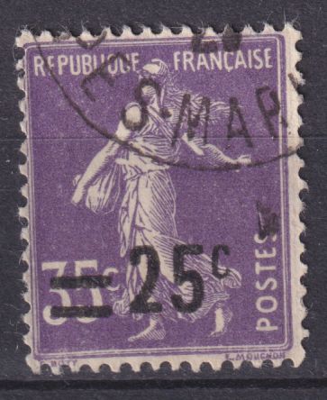 Timbre France n° 218 obl type semeuse