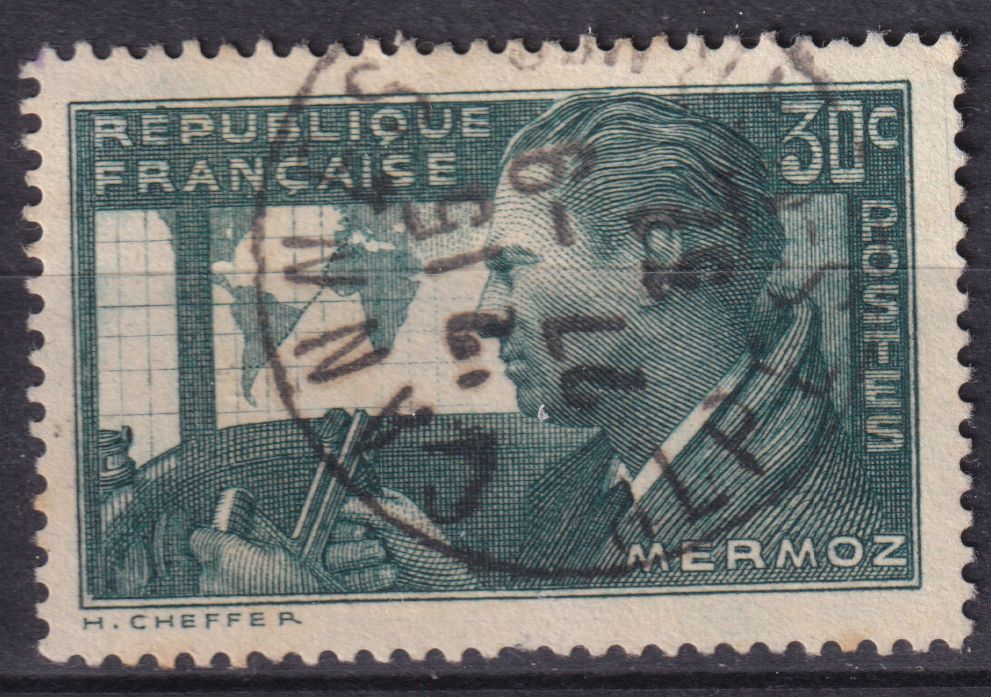 Timbre France n° 337 obl l'aviateur Jean Mermoz hydravion Croix du Sud