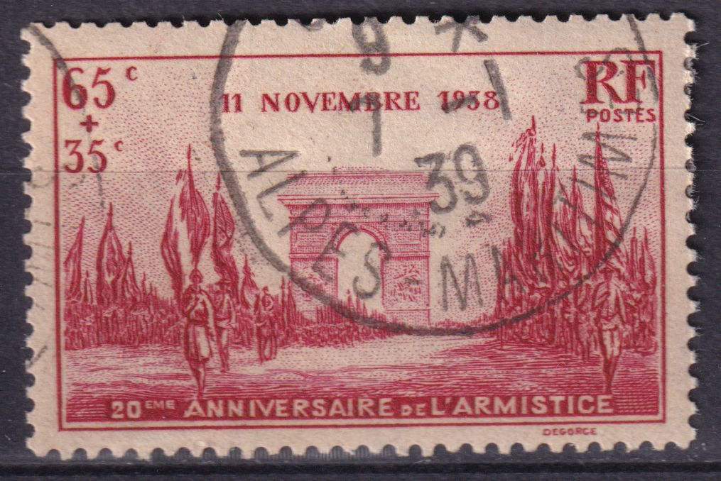 Timbre France n° 403 obl défilé du 11 novembre l'Armistice