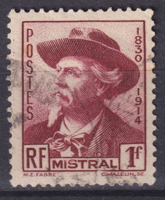 Timbre France n° 495 obl Frédéric Mistral poète