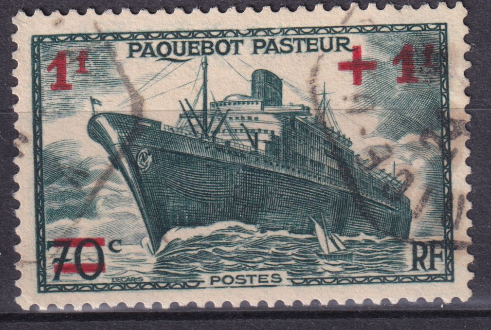 Timbre France n° 502 obl lancement du paquebot Pasteur