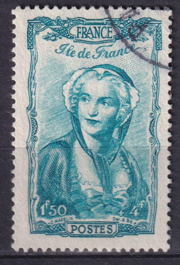 Timbre France n° 595 obl coiffes régionales Iles de France