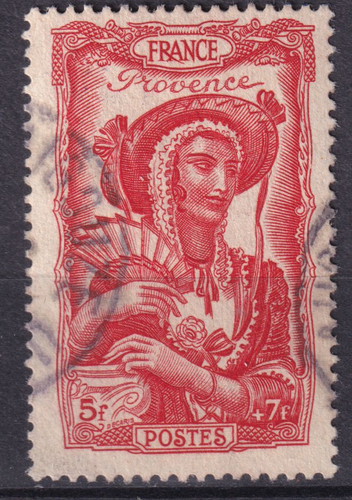 Timbre France n° 598 obl coiffes régionales la Provence
