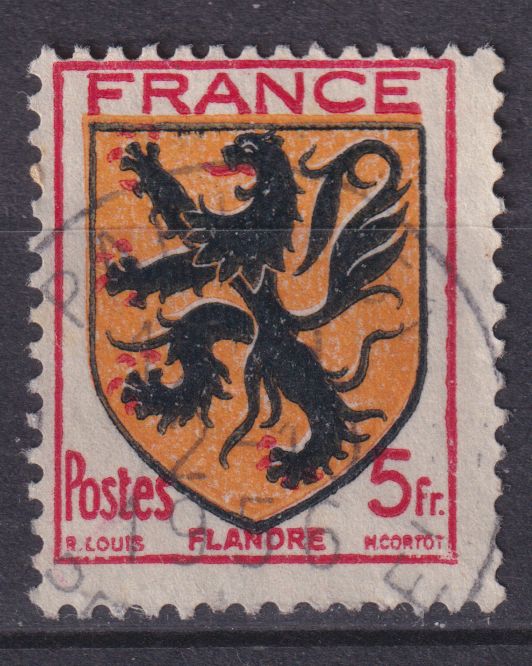 Timbre France n° 602 obl armoiries des Flandre