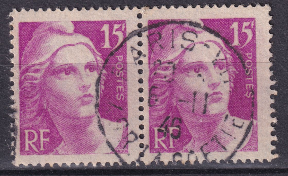 Timbre France n° 727 paire obl Marianne de Gandon