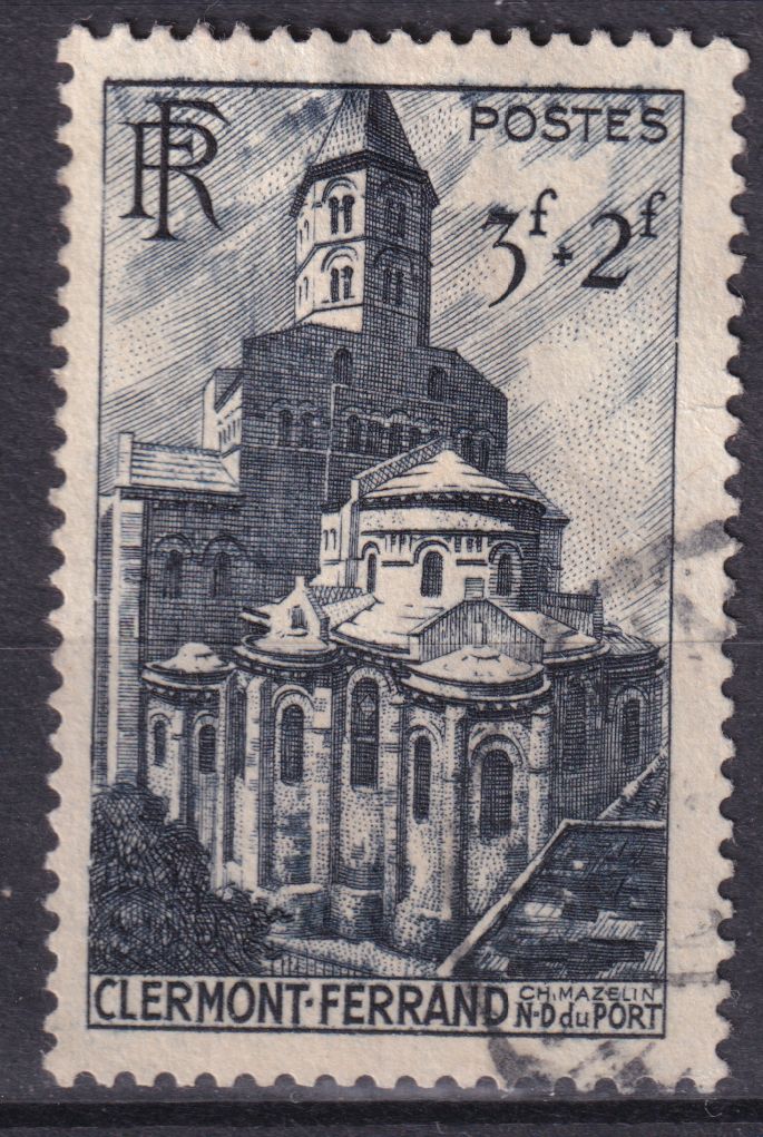 Timbre France n° 773 obl Basilique Notre-Dame du port, à Clermont-Ferrand