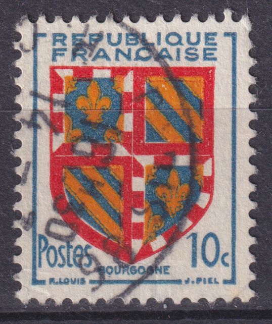 Timbre France n° 834 obl armoirie de Bourgogne