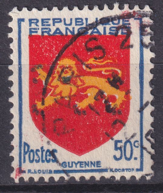Timbre France n° 835 obl armoirie de Guyenne
