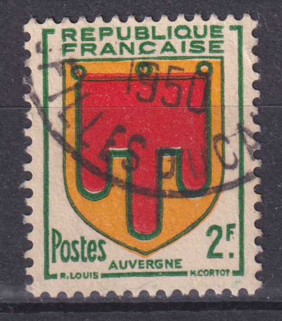 Timbre France n° 837 obl armoirie d'Auvergne