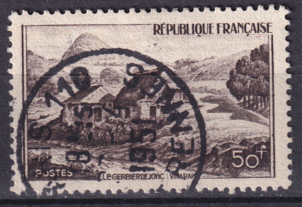 Timbre France n° 843 obl mont Gerbier de Jonc