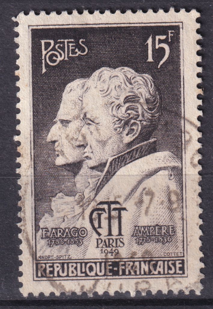 Timbre France n° 845 obl F.Arago et Ampére