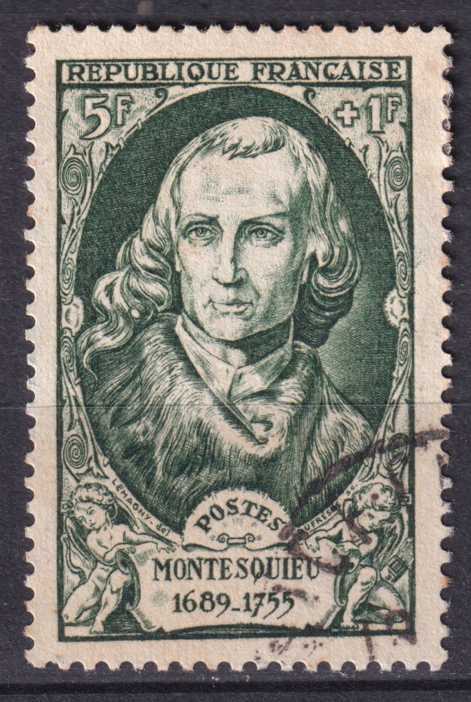 Timbre France n° 853 obl Charles de Secondat, baron de la Brède et de Montesquieu