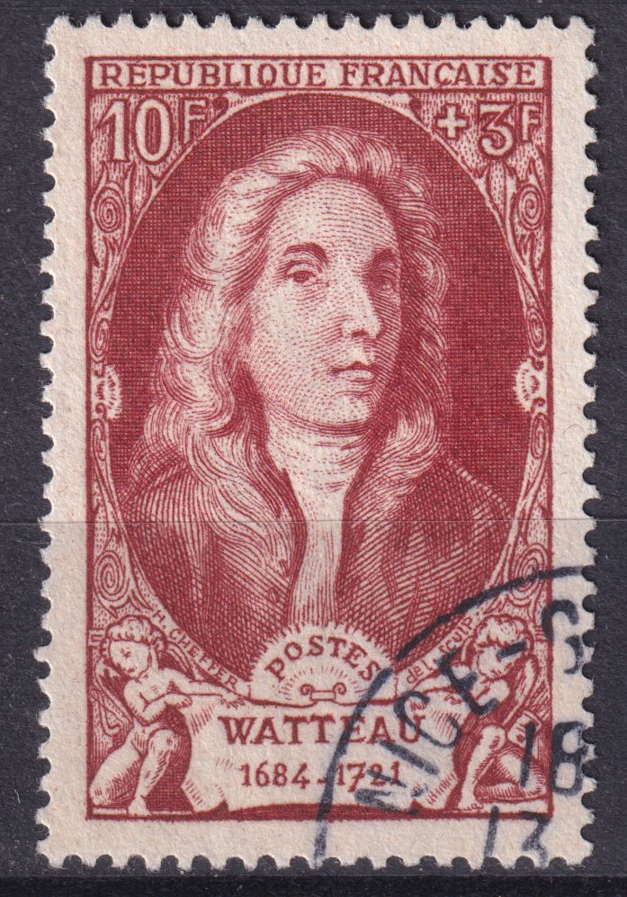 Timbre France n° 855 obl Antoine Watteau