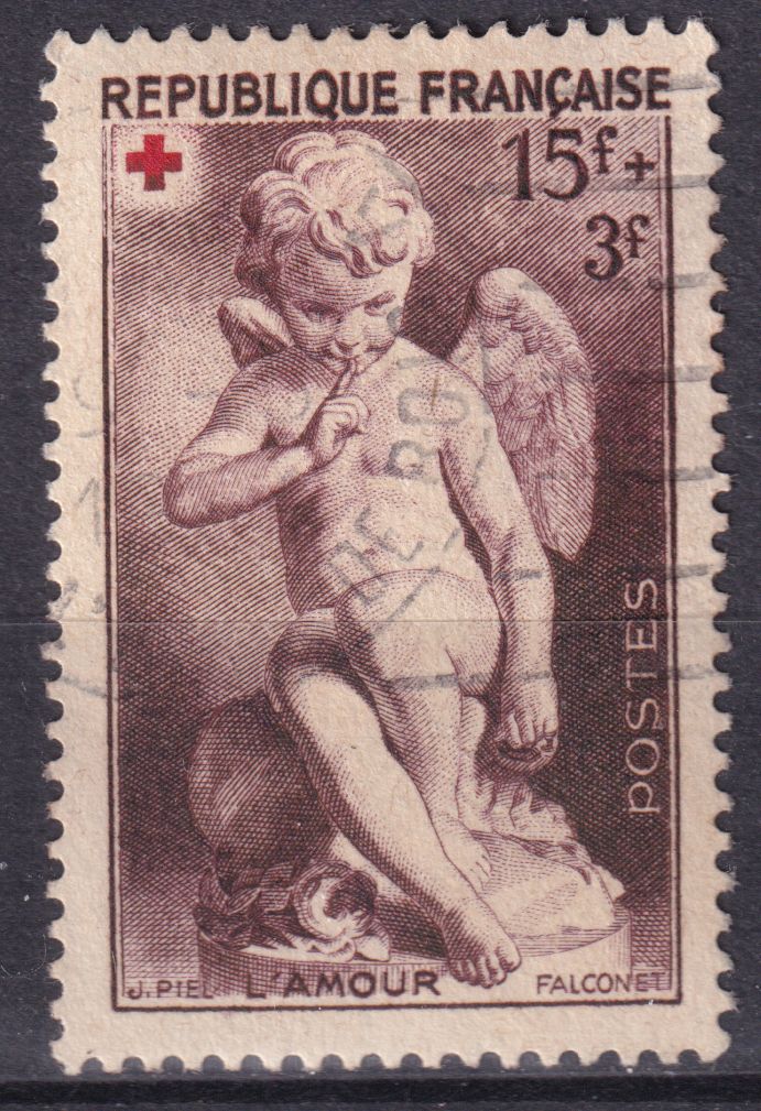 Timbre France n° 877 obl Croix rouge l'amour par Falconet