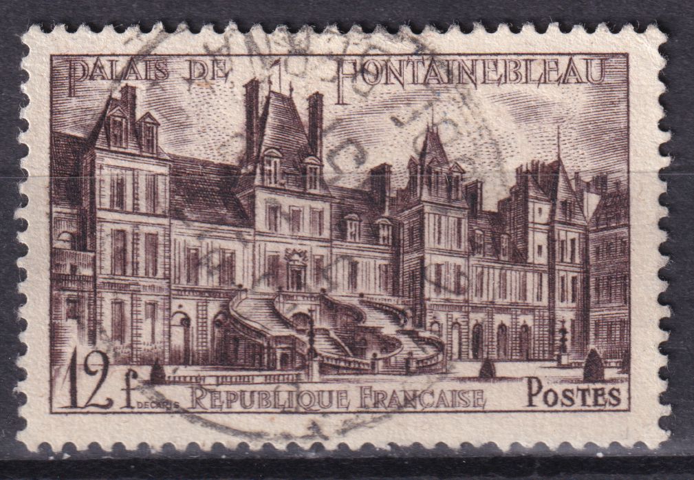 Timbre France n° 878 obl château de Fontainebleau la cour des adieux