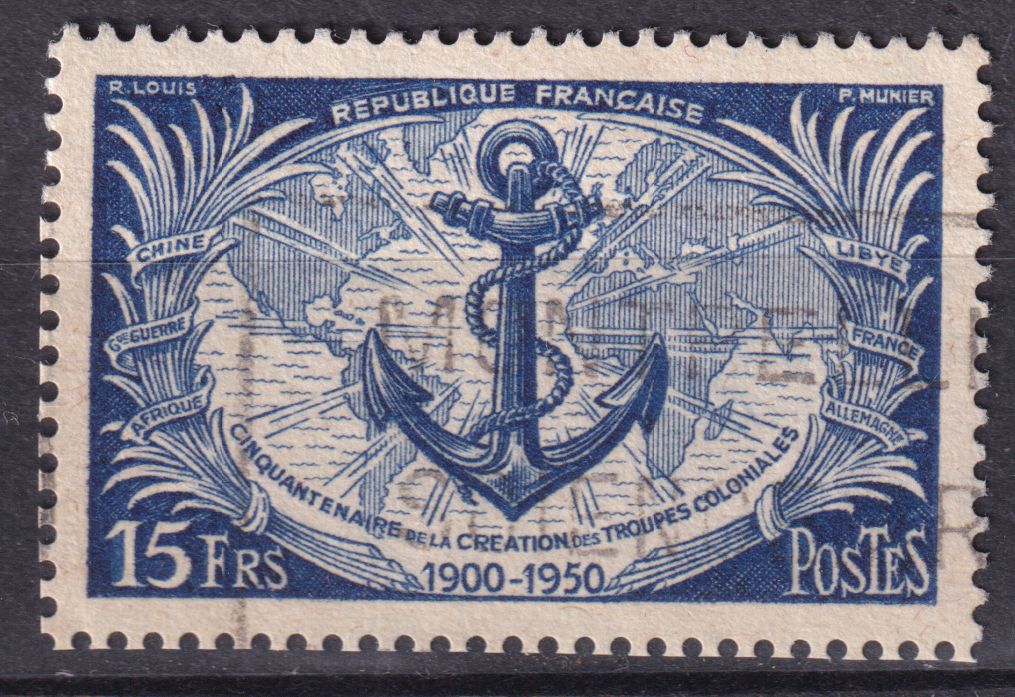 Timbre France n° 889 obl cinquentenaire des troupes coloniales