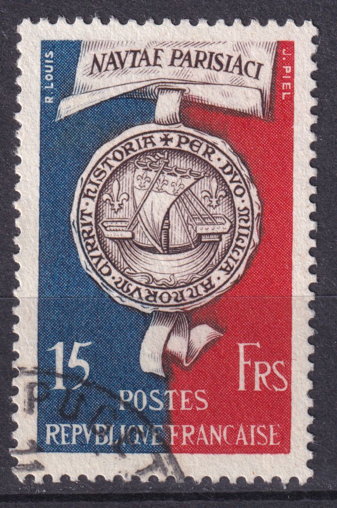 Timbre France n° 906 obl sceau de la corporation des bateliers