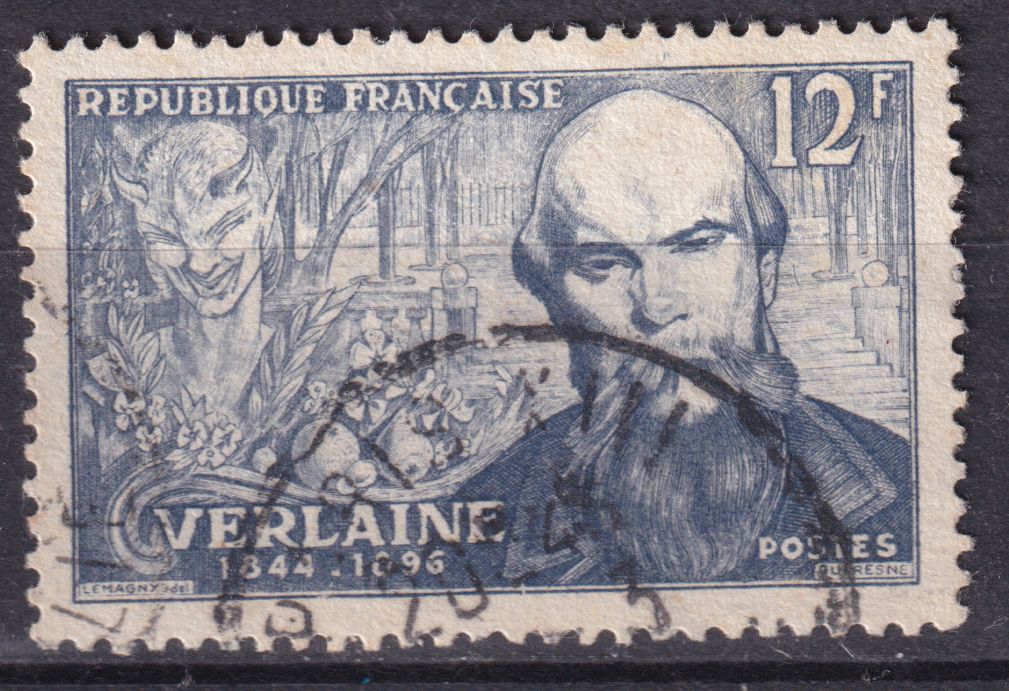 Timbre France n° 909 obl Paul Verlaine et évocation de l'apres-midi d'un faune
