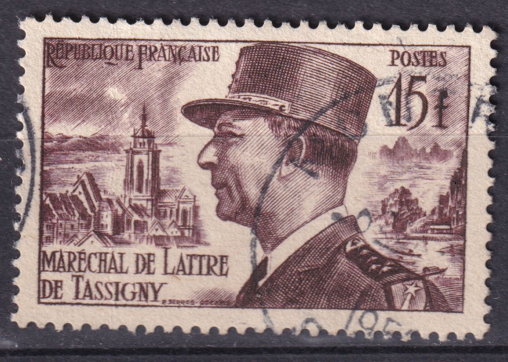 Timbre France n° 920 obl Maréchal de Lattre de Tassigny