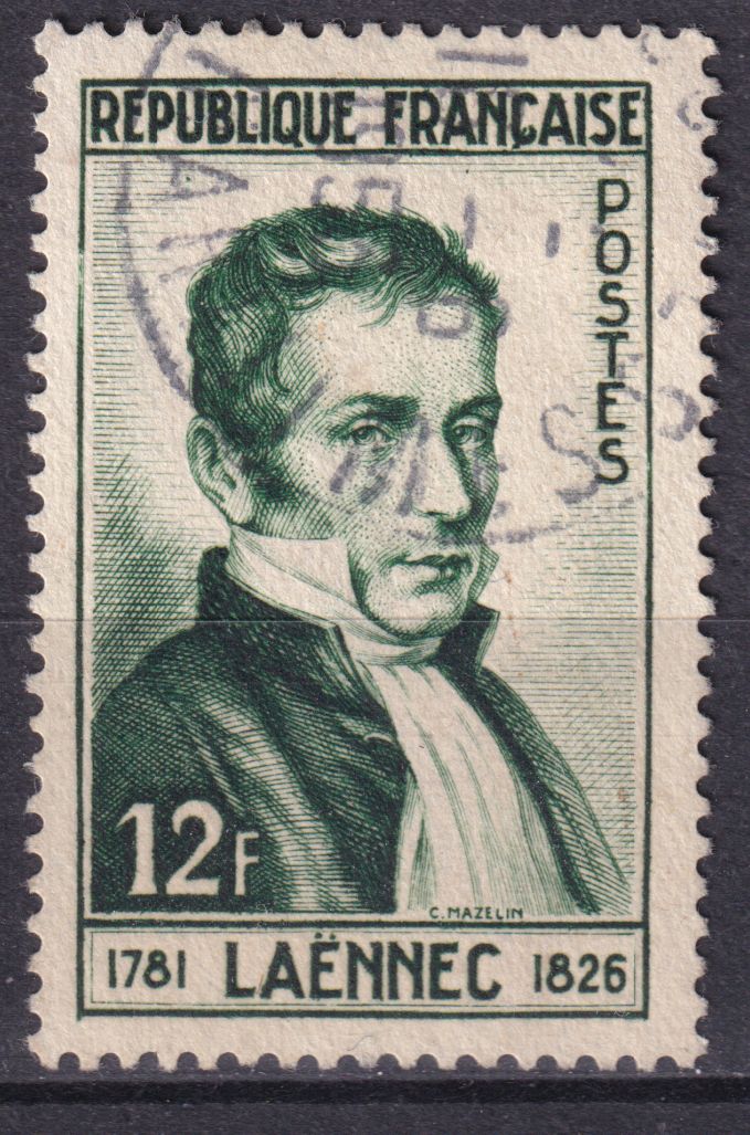 Timbre France n° 936 obl Dr René Laennec, inventeur du stétoscope