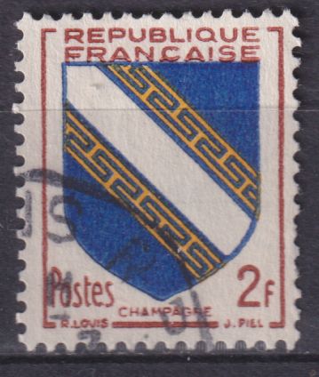 Timbre France n° 953 obl armoirie de Champagne