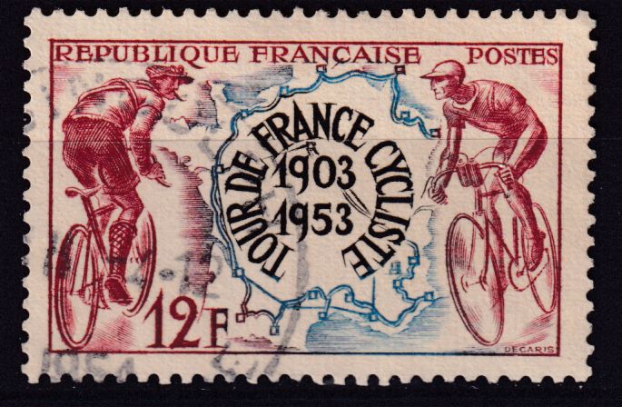 Timbre France n° 955 obl Tour de France cycliste de 1903 et 1953