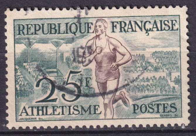 Timbre France n° 961 obl J.O d'Helsinki l' athlétisme