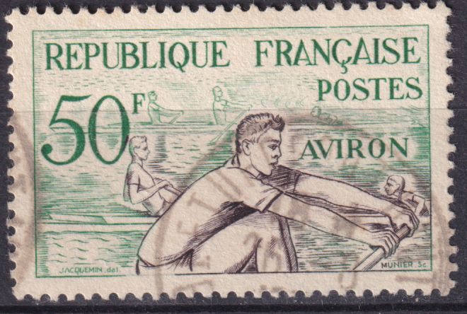 Timbre France n° 964 obl J.O d'Helsinki l'aviron