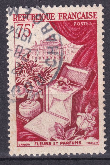 Timbre France n° 974 obl Fleurs, parfums et l'Opéra, metiers d'art