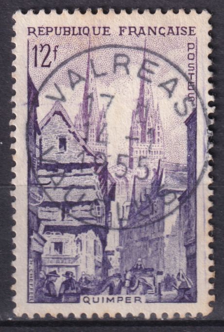 Timbre France n° 979 obl Quimper la rue Kéréon