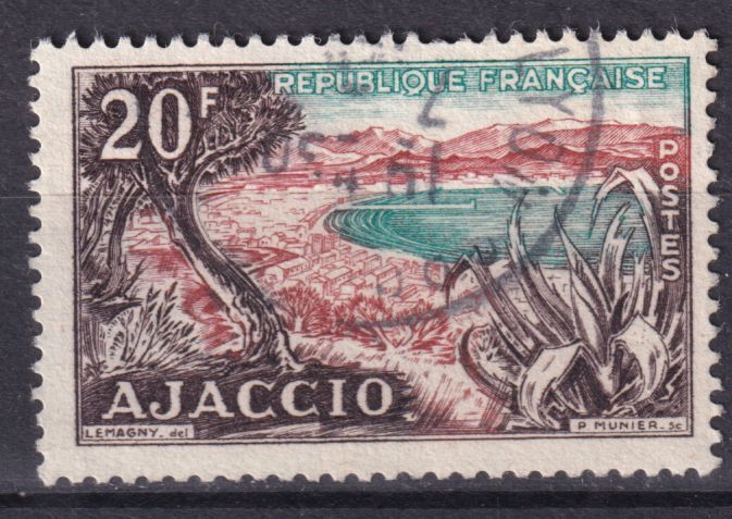 Timbre France n° 981 obl baie d'Ajaccio Corse