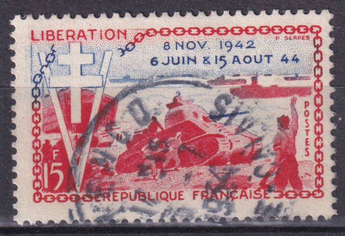 Timbre France n° 983 obl 10° anniversaire de la libération