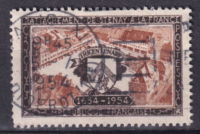 Timbre France n° 987 obl place de la république et armoiries Stenay